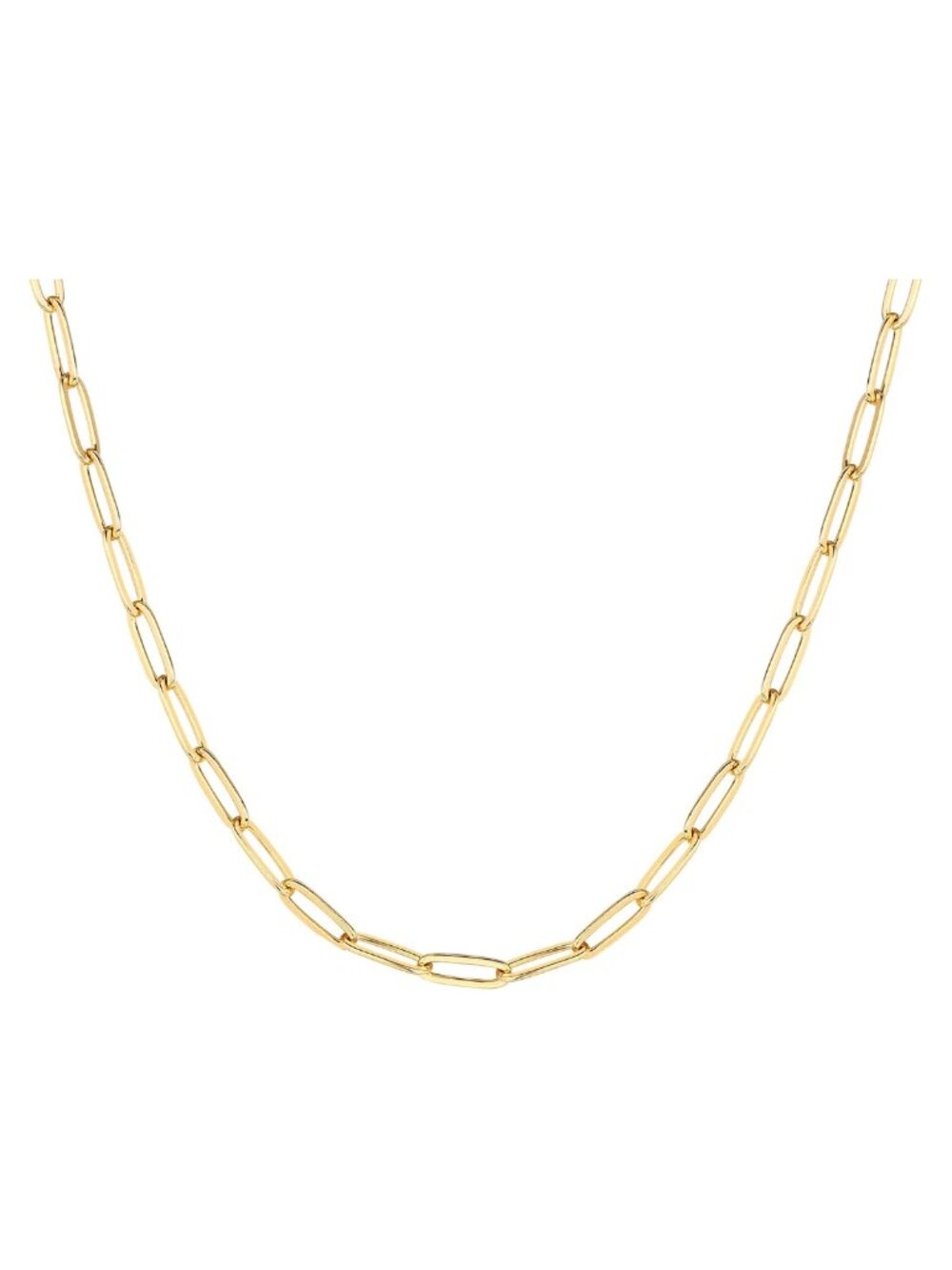 14K Gold Plated Adjustable Paperclip Chain Necklace 20"